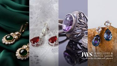 different jewellery pieces adourned with various colours of gemstones 