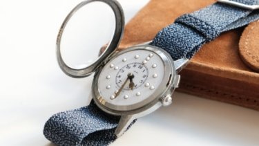 Wristwatch with blue strap
