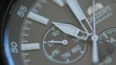 Close up of a watch face